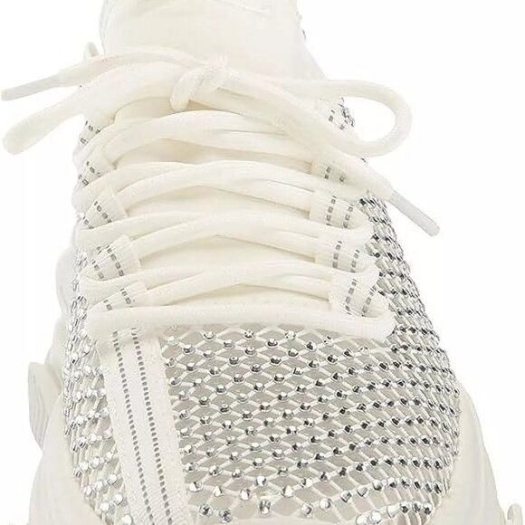 Steve Madden Phantom White Lace Up Stretchy Embellished Low Top Fashion Sneakers - Picture 2 of 6
